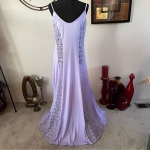 NWT Lavender Full Sweep Lace Panels Maxi Long Nightgown Slip Dress Lingerie Plus